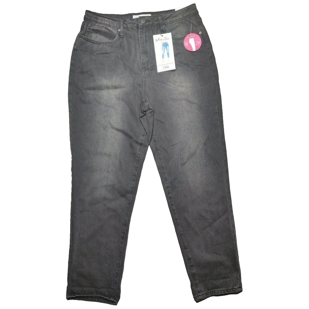 YMI Dream MOM Jeans Women Juniors 11/30 Black Hybrid Denim High Rise NEW